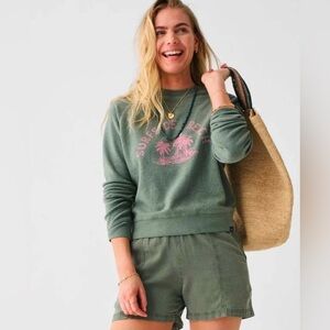 Faherty Surfside Beach Organic Cotton Blend Reverse Fleece Sweatshirt Sea Spray